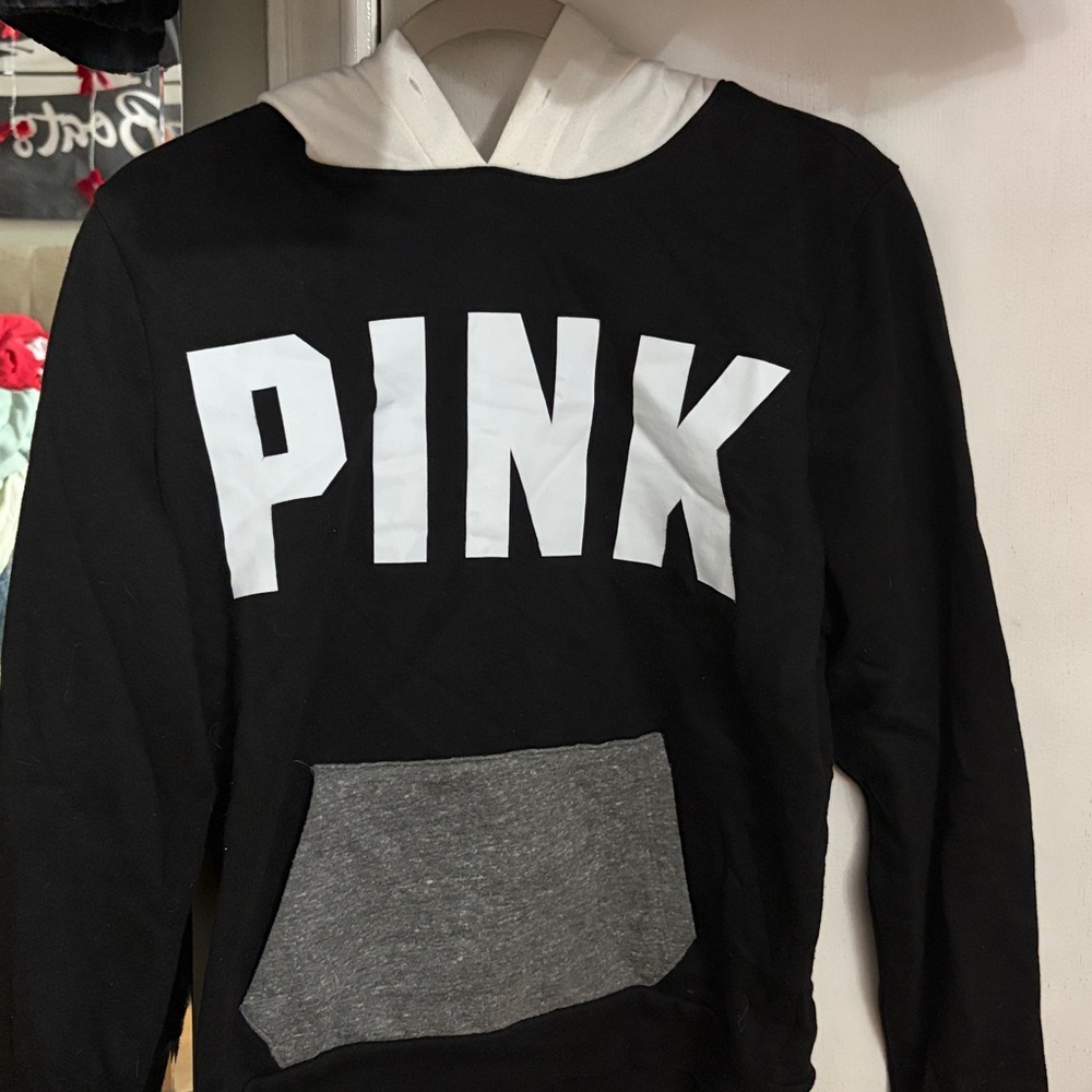 PINK Victoria's Secret Black and White Hoodie